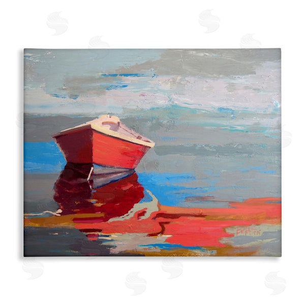 stupell industries Beth A. Forst | Red Row Boat Reflection on Lake Water Abstract Wall Art