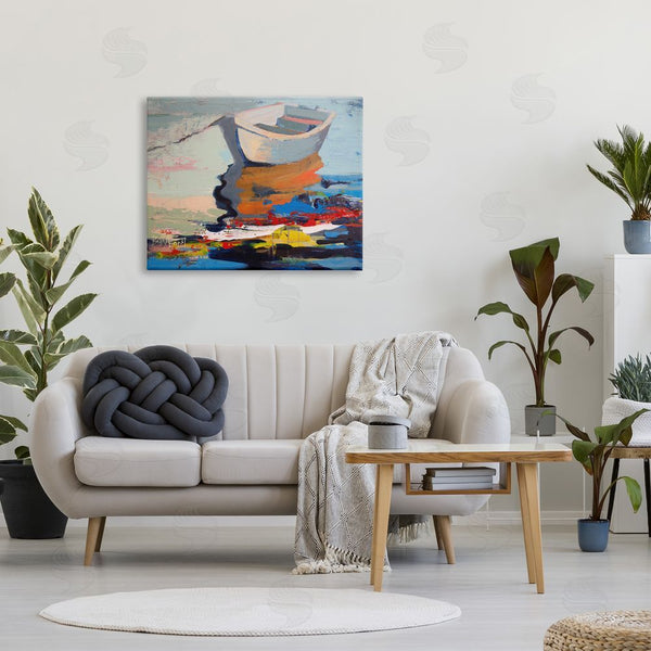 Stupell Industries Beth A. Forst | Simple Rowboat Reflection In Abstract Lake Water Wall Art