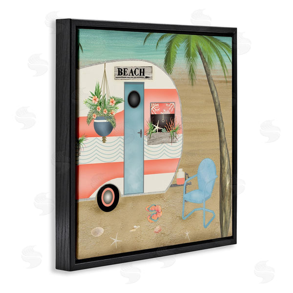Stupell Industries Beth Albert | Coastal Van Sea Horizon Palm Trees Picturesque Vacation Wall Art