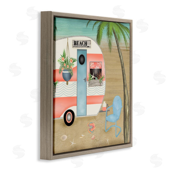 Stupell Industries Beth Albert | Coastal Van Sea Horizon Palm Trees Picturesque Vacation Wall Art