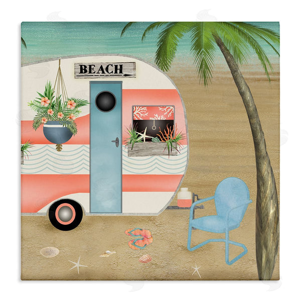 stupell industries Beth Albert | Coastal Van Sea Horizon Palm Trees Picturesque Vacation Wall Art