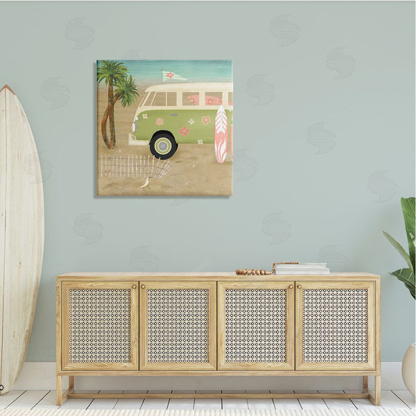 Stupell Industries Beth Albert | Hippy Travel Van Beach Chair Picnic Ocean Scenery Wall Art