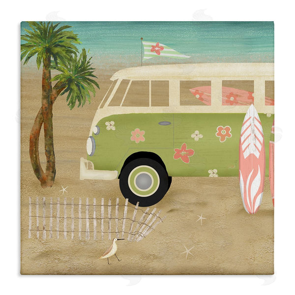 stupell industries Beth Albert | Hippy Travel Van Beach Chair Picnic Ocean Scenery Wall Art