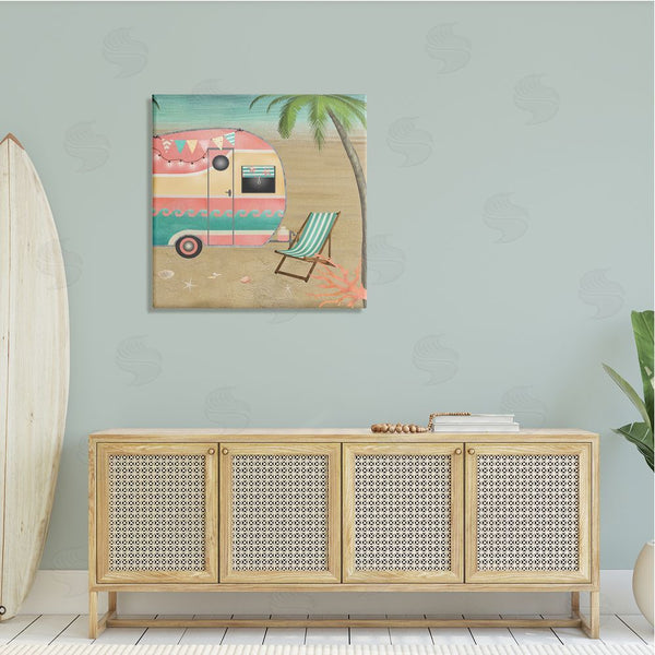 Stupell Industries Beth Albert | Summer Camping Caravan Starfish Sand Picnic Tropical Landscape Wall Art