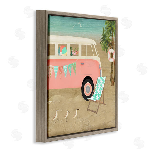 Stupell Industries Beth Albert | Surfing Bohemian Camping Trailer Beach Palm Trees Wall Art