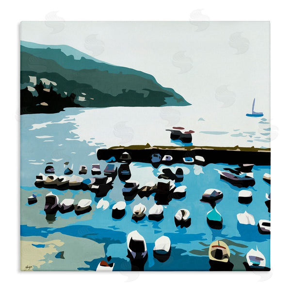 stupell industries Beth Ann Lawson | Boating Docks at Lake Soft Edge Nautical Landscape