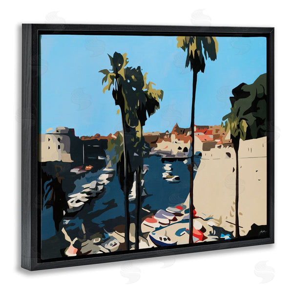 Stupell Industries Beth Ann Lawson | Coastal City Boating Docks Tropical Palm Trees