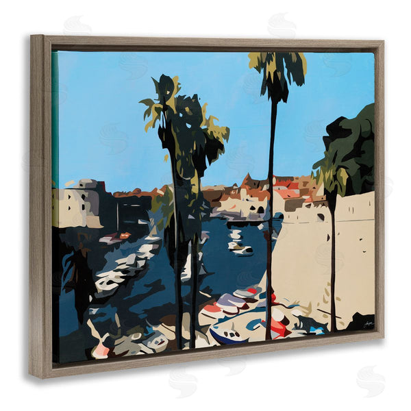 Stupell Industries Beth Ann Lawson | Coastal City Boating Docks Tropical Palm Trees