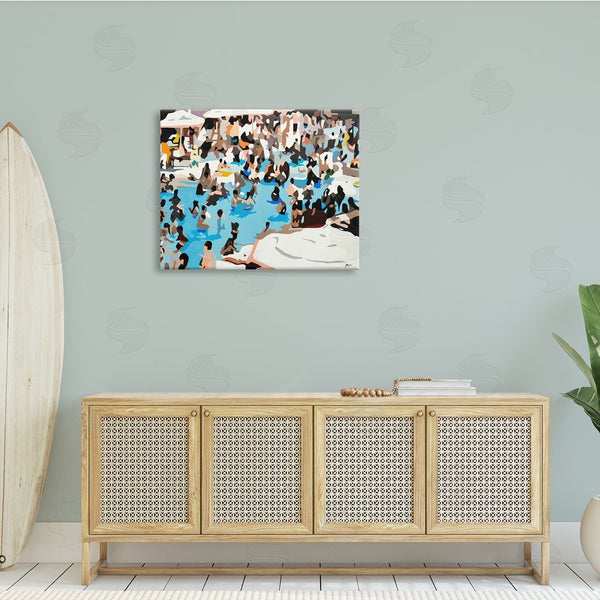 Stupell Industries Beth Ann Lawson | Crowded Pool Scene Abstract Shape People Tropical Party Wall Art
