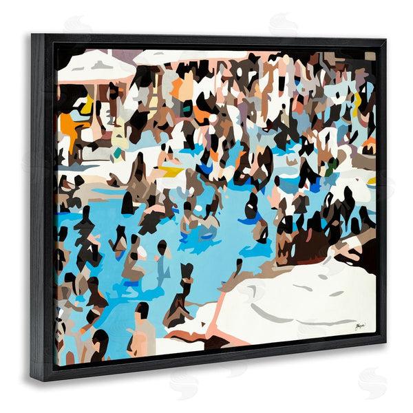 Stupell Industries Beth Ann Lawson | Crowded Pool Scene Abstract Shape People Tropical Party Wall Art