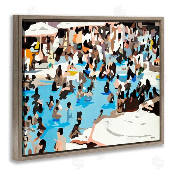 Stupell Industries Beth Ann Lawson | Crowded Pool Scene Abstract Shape People Tropical Party Wall Art