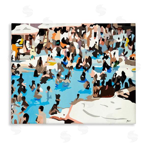 stupell industries Beth Ann Lawson | Crowded Pool Scene Abstract Shape People Tropical Party Wall Art
