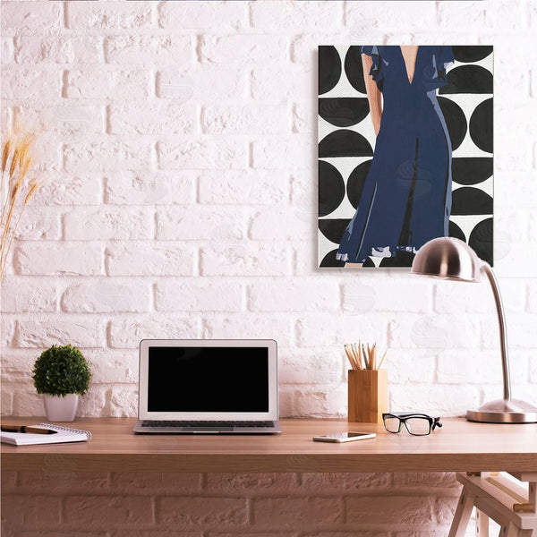 Stupell Industries Beth Ann Lawson | Female Figure Navy Blue Dress Half Circle Pattern Wall Art