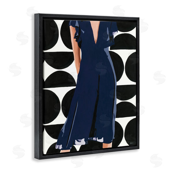 Stupell Industries Beth Ann Lawson | Female Figure Navy Blue Dress Half Circle Pattern Wall Art