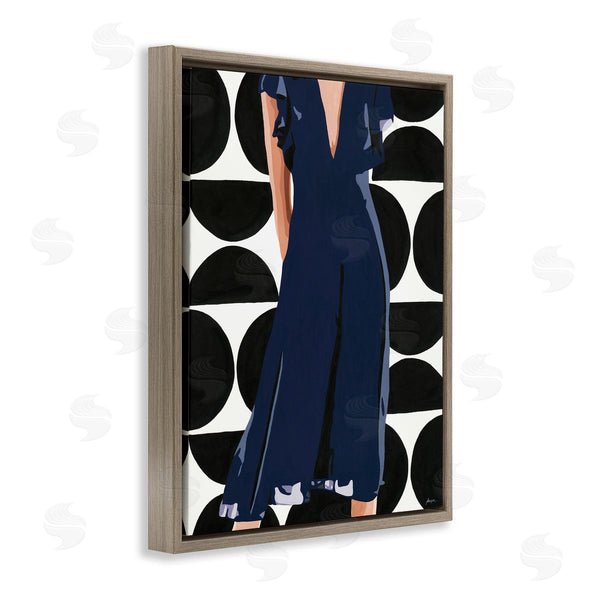 Stupell Industries Beth Ann Lawson | Female Figure Navy Blue Dress Half Circle Pattern Wall Art