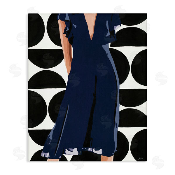 stupell industries Beth Ann Lawson | Female Figure Navy Blue Dress Half Circle Pattern Wall Art
