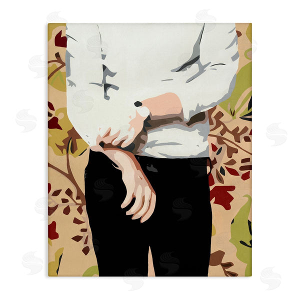 stupell industries Beth Ann Lawson | Glam Man Rolling Up Sleeve over Floral Pattern Wall Art