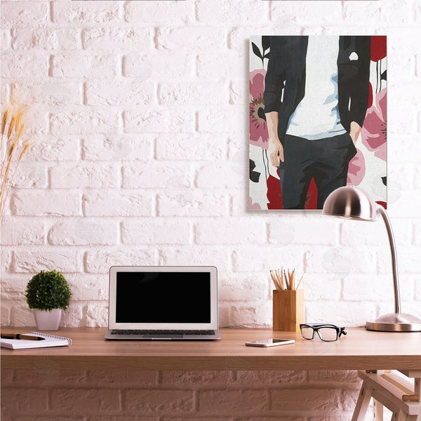 Stupell Industries Beth Ann Lawson | Men's Casual Fashion Suit Pink Floral Pattern Wall Art