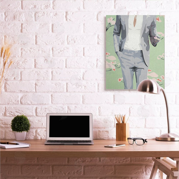 Stupell Industries Beth Ann Lawson | Men's Fashion Business Suit Over Pink Flowers Wall Art