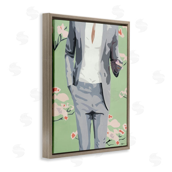 Stupell Industries Beth Ann Lawson | Men's Fashion Business Suit Over Pink Flowers Wall Art