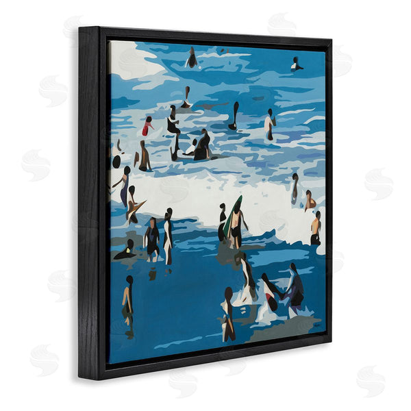 Stupell Industries Beth Ann Lawson | People Enjoying Beach Blue Coastal Waves Crashing Wall Art
