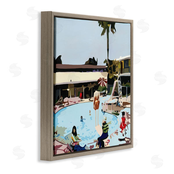 Stupell Industries Beth Ann Lawson | People Lounging At Pool Party Tropical Scenery