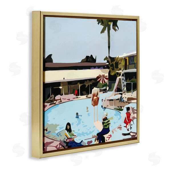 Stupell Industries Beth Ann Lawson | People Lounging At Pool Party Tropical Scenery