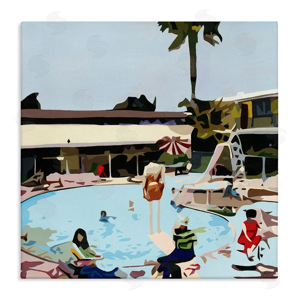 stupell industries Beth Ann Lawson | People Lounging at Pool Party Tropical Scenery
