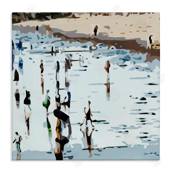 stupell industries Beth Ann Lawson | People Standing on Coastline Nautical Beach Landscape
