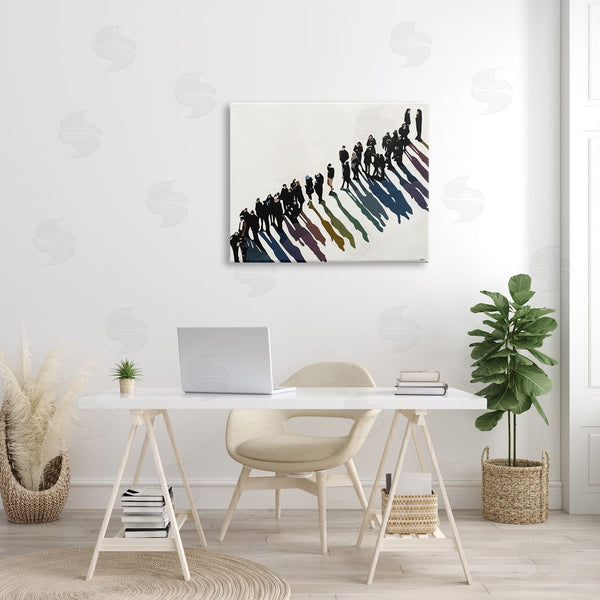 Stupell Industries Beth Ann Lawson | People Walking In Line Rainbow Tone Shadows Wall Art