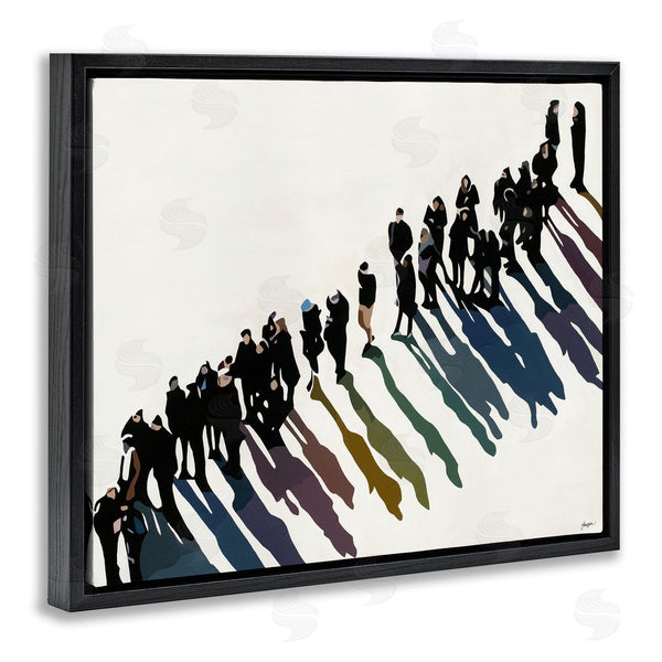 Stupell Industries Beth Ann Lawson | People Walking In Line Rainbow Tone Shadows Wall Art