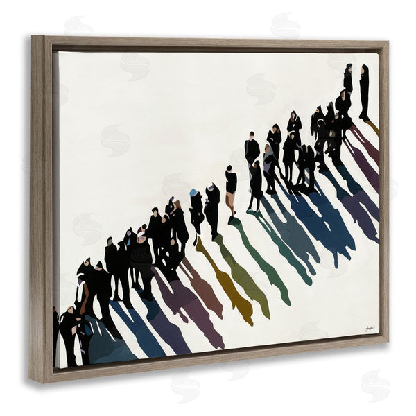 Stupell Industries Beth Ann Lawson | People Walking In Line Rainbow Tone Shadows Wall Art