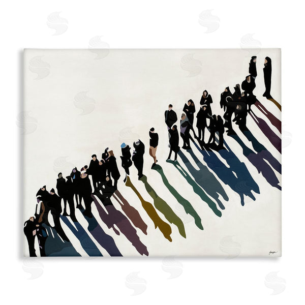 stupell industries Beth Ann Lawson | People Walking In Line Rainbow Tone Shadows Wall Art