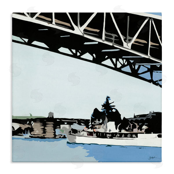 stupell industries Beth Ann Lawson | Ship Passing Under Bridge Soft Edge Abstraction Wall Art