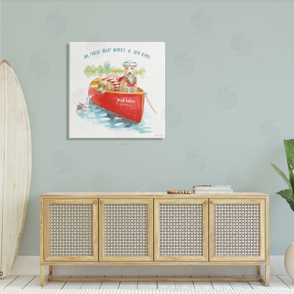 Stupell Industries Beth Grove | Boat Waves Sun Rays Lake Phrase Sailor Dogs Wall Art
