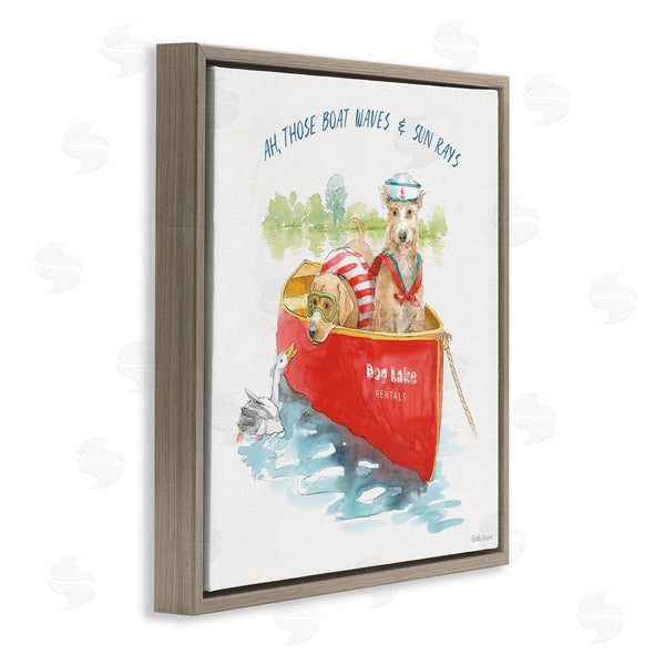 Stupell Industries Beth Grove | Boat Waves Sun Rays Lake Phrase Sailor Dogs Wall Art
