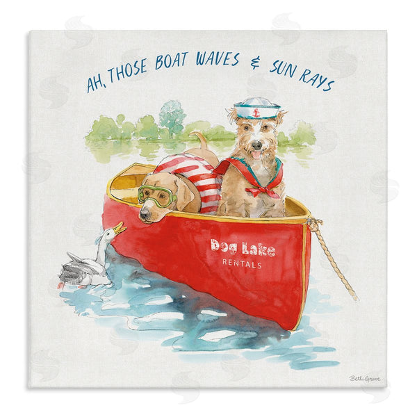stupell industries Beth Grove | Boat Waves Sun Rays Lake Phrase Sailor Dogs Wall Art