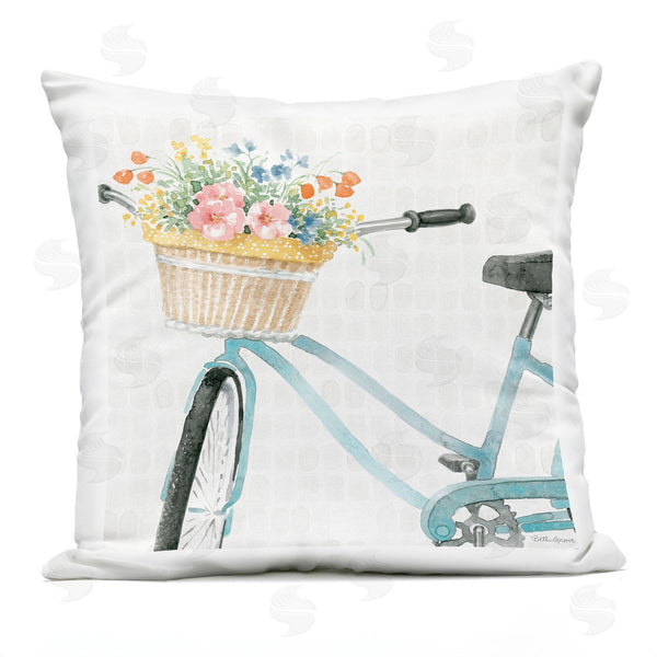 Stupell Industries Beth Grove | Country Bicycle Basket Blooming Spring Flowers Printed Throw Pillow