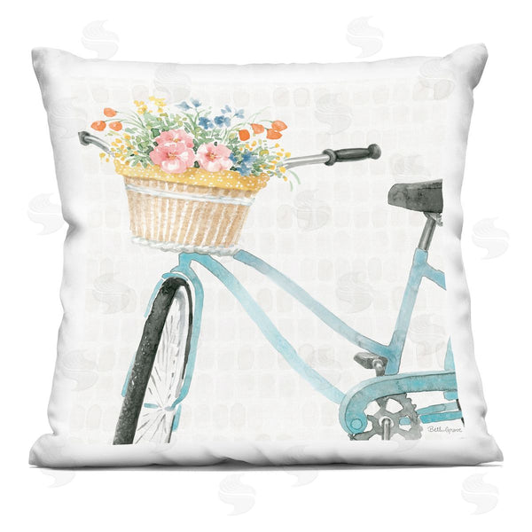 stupell industries Beth Grove | Country Bicycle Basket Blooming Spring Flowers Printed Throw Pillow