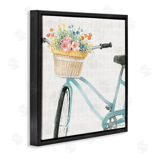 Stupell Industries Beth Grove | Country Bicycle Basket Floral Arrangement Block Pattern Wall Art