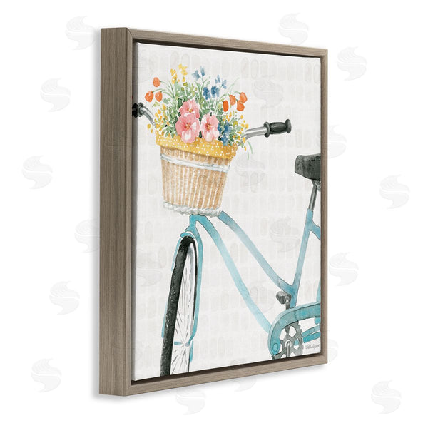 Stupell Industries Beth Grove | Country Bicycle Basket Floral Arrangement Block Pattern Wall Art