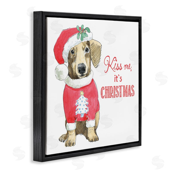 Stupell Industries Beth Grove | Kiss Me It's Christmas Dog Wearing Holiday Clothes Wall Art