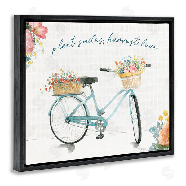 Stupell Industries Beth Grove | Plant Smiles Harvest Love Phrase Floral Basket Bicycle Wall Art