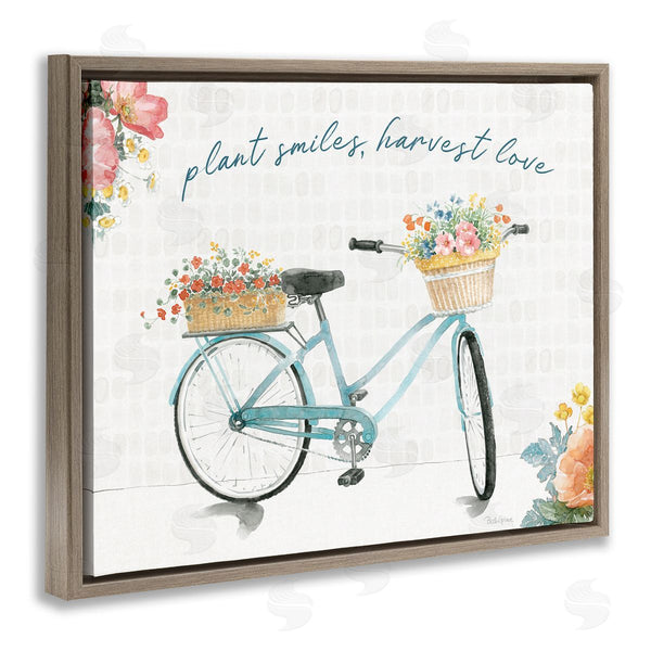 Stupell Industries Beth Grove | Plant Smiles Harvest Love Phrase Floral Basket Bicycle Wall Art
