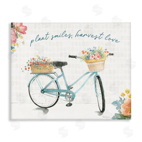stupell industries Beth Grove | Plant Smiles Harvest Love Phrase Floral Basket Bicycle Wall Art