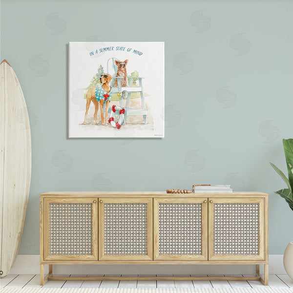 Stupell Industries Beth Grove | Summer State Of Mind Phrase Summer Lifeguard Dogs Wall Art