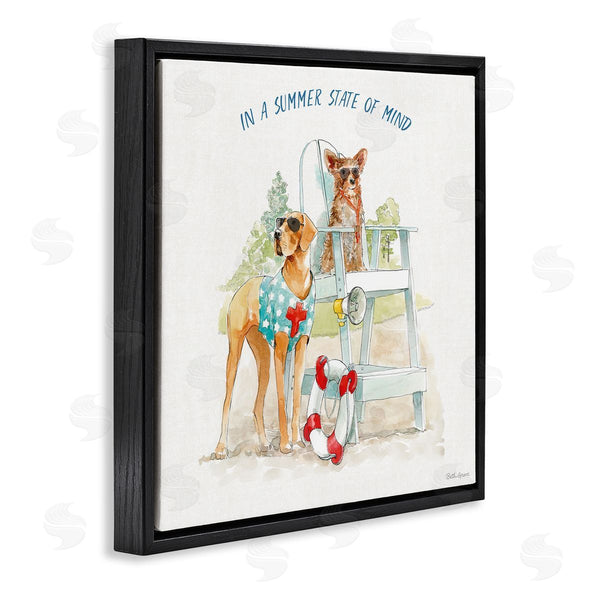 Stupell Industries Beth Grove | Summer State Of Mind Phrase Summer Lifeguard Dogs Wall Art