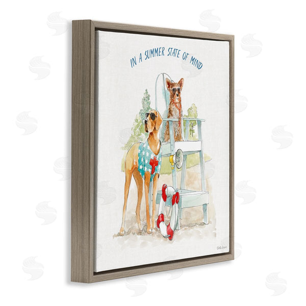 Stupell Industries Beth Grove | Summer State Of Mind Phrase Summer Lifeguard Dogs Wall Art