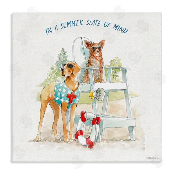 stupell industries Beth Grove | Summer State of Mind Phrase Summer Lifeguard Dogs Wall Art