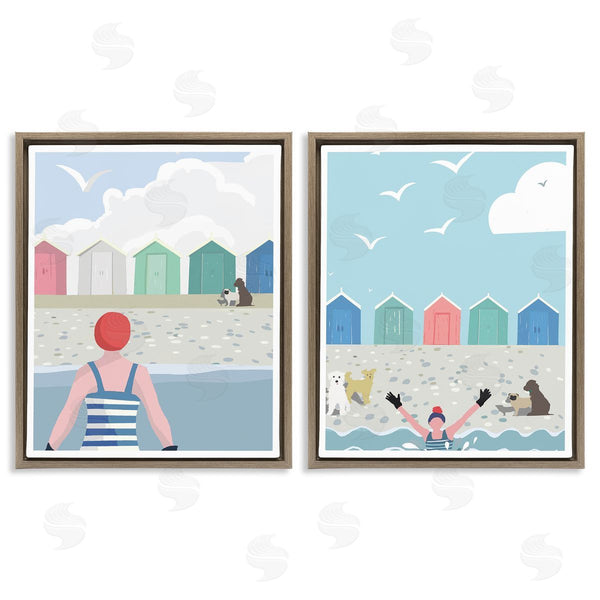 Stupell Industries Betty Boynes | Beach Changing Huts Dogs Wall Art